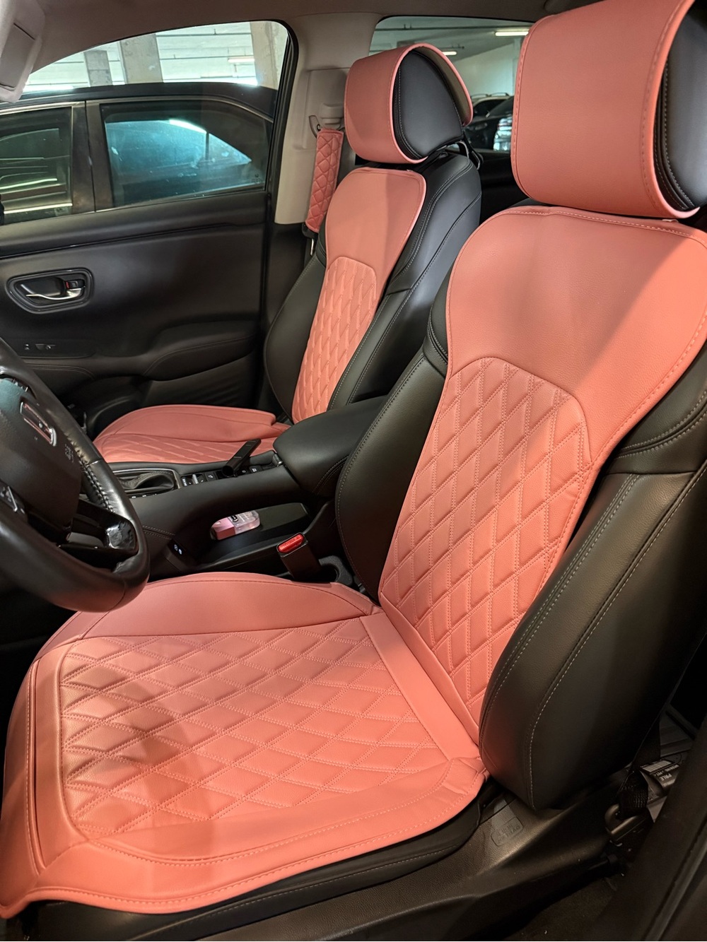 Universal Pink Quilted Car Seat Covers - Front Set
